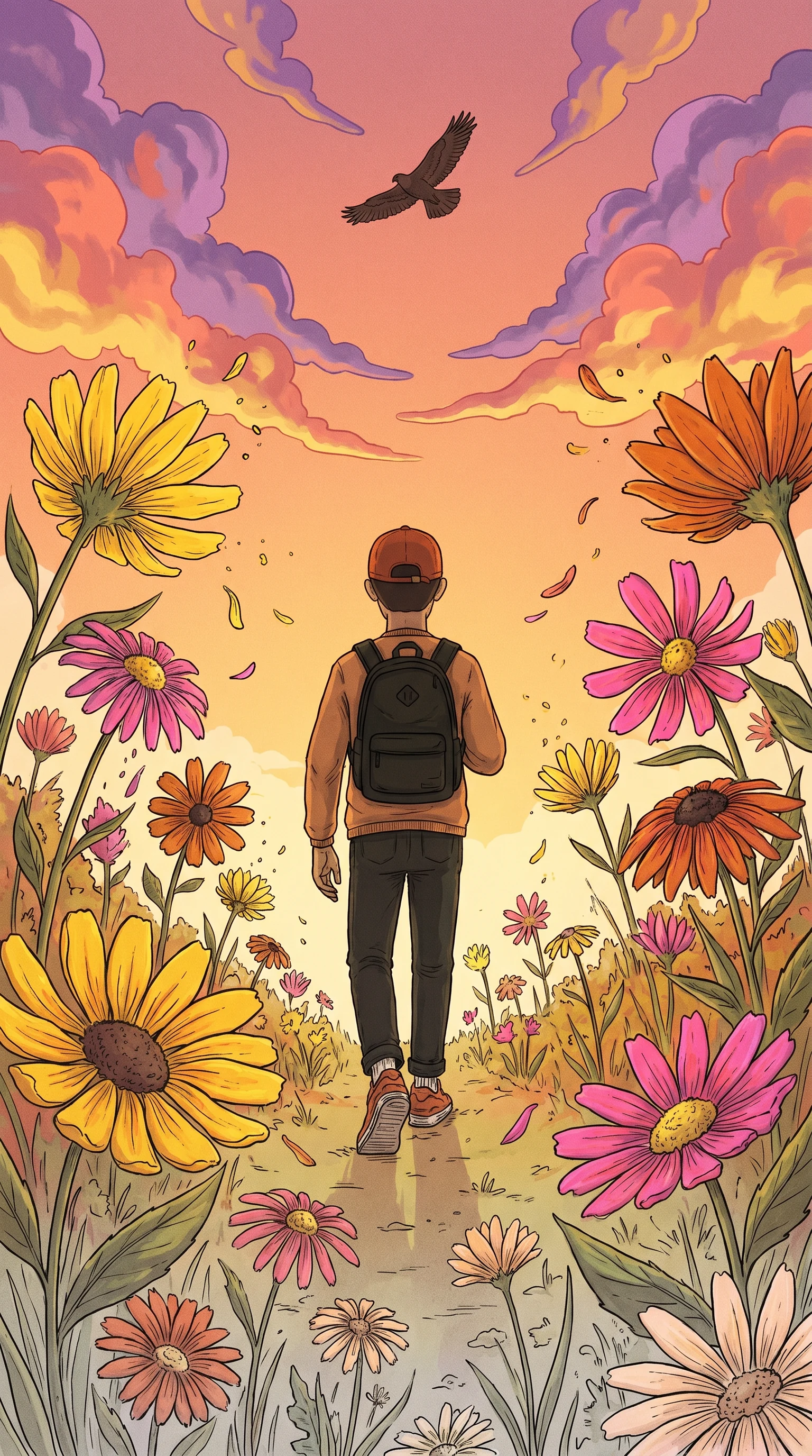 Surreal wildflower meadow